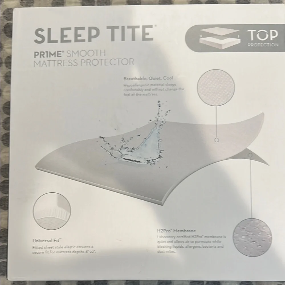 Sleep Tite Prime Smooth Mattress Protector - White- new in original box - Picture 2 of 5